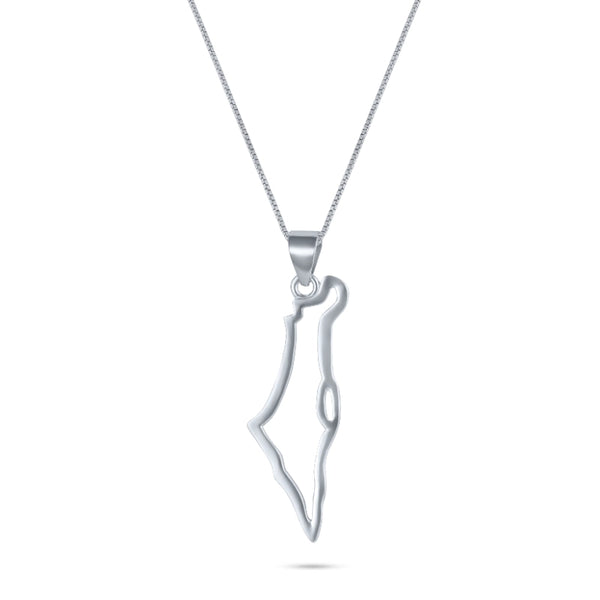 Minimalist Silver Israel Map Necklace