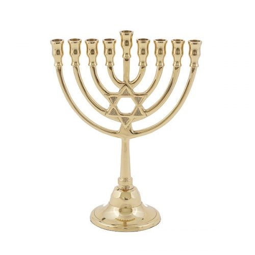 Classic Copper Menorah – Star of David Centerpiece (22 cm)