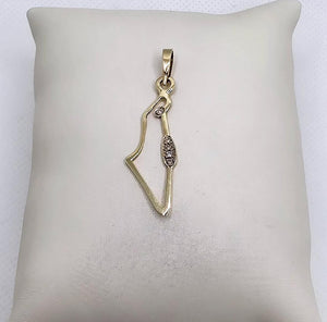 Land of Israel Pendant – 14K Yellow Gold with Diamonds